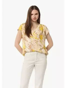 Блуза comma Bluse rmellos, цвет Gelb-mehrfarbig