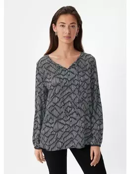 Блуза comma CI Bluse langarm, цвет Schwarz-wei