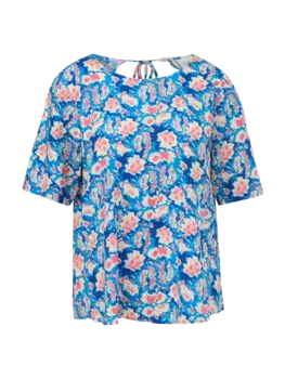 Блуза comma CI kurzarm, цвет blau-mehrfarbig