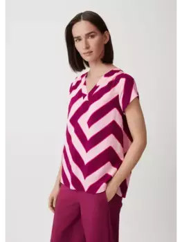 Блуза comma kurzarm, цвет beige-mehrfarbig-pink