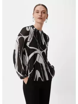 Блуза comma langarm, цвет creme-schwarz