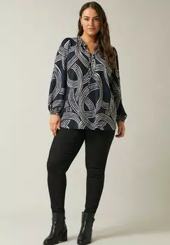 Блуза CREPE TIE NECK Evans, темно-синий