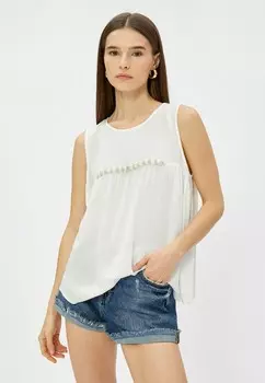 Блуза CREW NECK BEAD EMBELLISHED SLEEVELESS Koton, кремовый