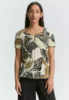 Блуза CRINKLE MIT MUSTER - Print T-shirt TOM TAILOR, бежевый