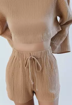 Блуза CROP WITH TEXTURE DETAIL Rue les crateurs, коричневый