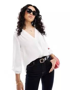 Блуза цвета слоновой кости с длинными рукавами и карманами ASOS DESIGN