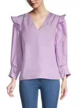 Блуза Derek Lam 10 Crosby с пышными рукавами и оборками Oona, светло-фиолетовый