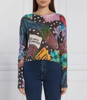 Блуза Desigual cropped fit, разноцветный