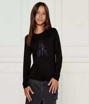 Блуза детская Patrizia Pepe с блестящим логотипом, черный