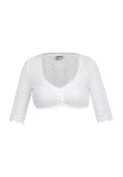 Блуза дирндль, V-образный вырез, планка на пуговицах, женская MarJo, белый