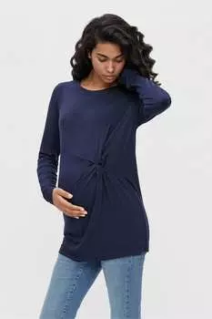 Блуза для беременных с длинными рукавами и перекрученным передом Mamalicious, синий