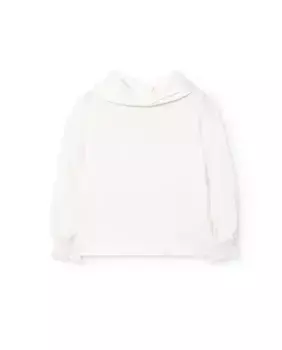 Блуза для девочки с декоративным воротником и пуговицами сзади Boboli, белый