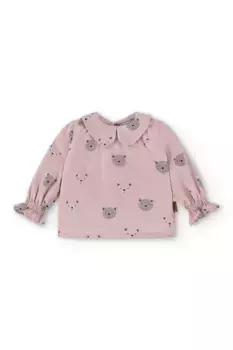 Блуза для девочки с длинными рукавами и воротником с лацканами Charanga, розовый