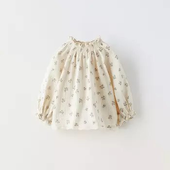 Блуза для девочки Zara Textured Floral, экрю