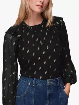 Блуза добби металлик Whistles, черная