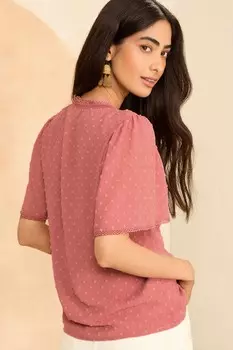 Блуза добби с расклешенными рукавами Love & Roses, розовый