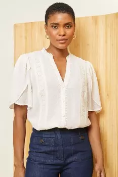 Блуза добби с рукавами-тюльпанами Love & Roses, белый