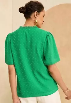 Блуза DOBBY FLUTTER SLEEVE REGULAR FIT Love & Roses, зеленый