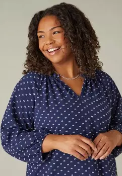 Блуза DOBBY RUFFLE NECK BLOUSE Live Unlimited London, синий