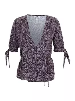 Блуза Dorothy Perkins TALL MONO PRINT WRAP TOP, черный