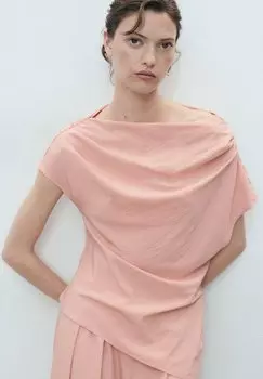 Блуза DRAPED ASYMMETRIC Mango, розовый