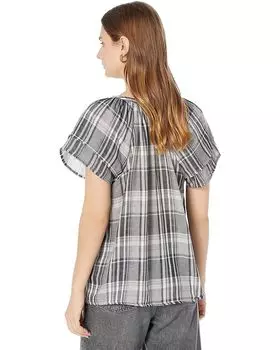 Блуза Dylan by True Grit Charlie Ruffle-Sleeve Blouse, черный/белый