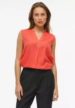 Блуза ELEGANTE RMELLOSE MIT V-AUSS VILA, коралловый