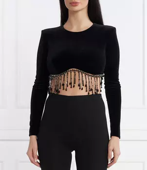 Блуза Elisabetta Franchi Cropped Fit, черный