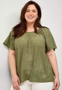 Блуза Ellos Plus collection, зеленый