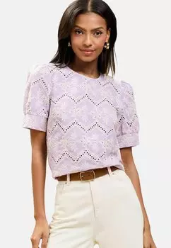 Блуза EMBROIDERED FLORAL PUFF SLEEVE Lipsy, сиренево-фиолетовый