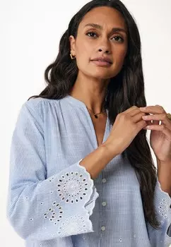 Блуза EMBROIDERY WITH GATHERING DETAILS Mexx, синий