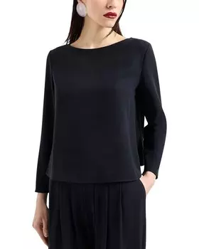 Блуза Emporio Armani Cady с рюшами на спине, синий