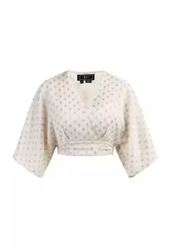 Блуза faina Cropped, цвет Wollweiss mit Goldenen Punkten
