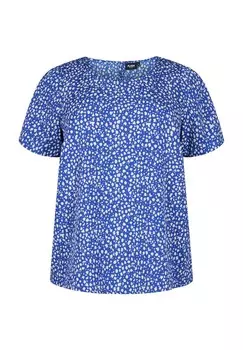 Блуза FLASH – KURZRMELIGE MIT AUFDRUCK Zizzi, синий
