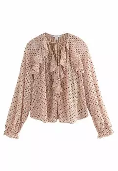 Блуза FLOCKED SPOT RUFFLE Next, розовый
