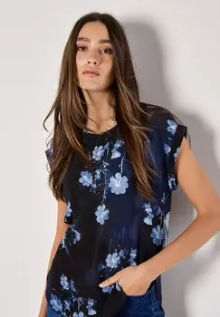 Блуза FLORAL Apricot, темно-синий