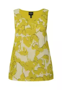 Блуза FLORAL BURNOUT LAYERED SLEEVELESS Ulla Popken, зеленый