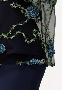 Блуза FLORAL EMBROIDERY Ulla Popken, темно-синий