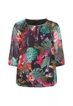 Блуза FLORAL PRINT TIE NECK Yours Clothing, разноцветный