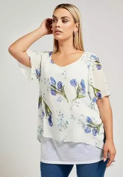 Блуза FLORAL PRINT Yours Clothing, белый
