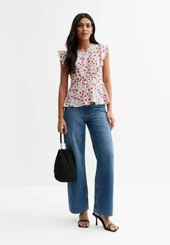 Блуза FLORAL RUFFLED New Look, белый