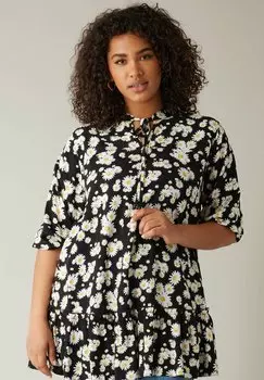 Блуза FLORAL TIE NECK Evans, антрацит