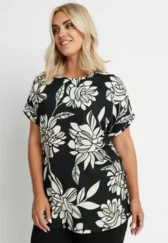 Блуза FLORAL Yours Clothing, черный