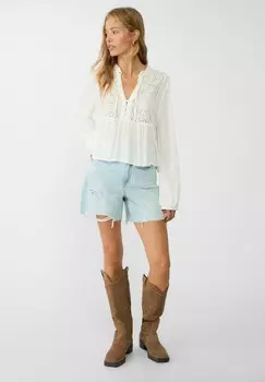 Блуза FLOWING EMBROIDERED Stradivarius, белый