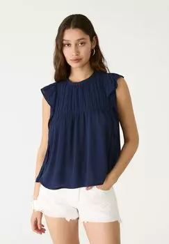 Блуза FLOWING RUFFLED Stradivarius, темно-синий