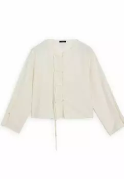 Блуза FLOWING SEMI-SHEER WITH STRAP DETAILS Massimo Dutti, цвет Stone