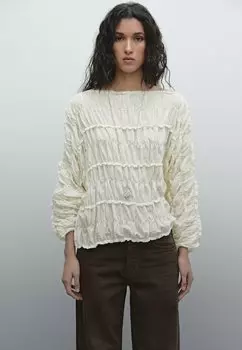 Блуза FLOWING WITH GATHERED DETAILS Massimo Dutti, бежевый