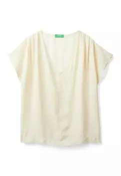 Блуза FLOWY SHORT SLEEVE United Colors of Benetton, бежевый