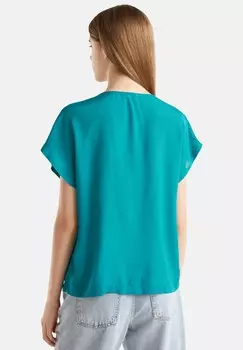 Блуза FLOWY SHORT SLEEVE United Colors of Benetton, синий