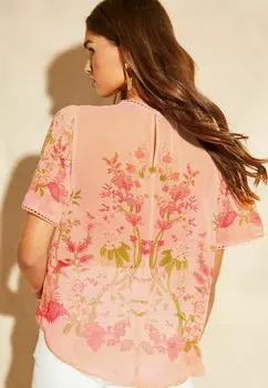 Блуза FLUTTER SLEEVE SPOT REGULR Lipsy, розовый